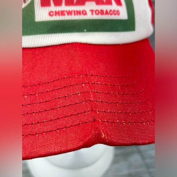 VTG Red Man Chewing Tobacco Adjustable Snapback Trucker Hat Semco USA MADE READ - Picture 6 of 16